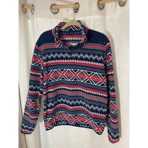Vineyard Vines Women's Size Medium Fair Isle Quarter Snap Fleece‎ Pullover EUC